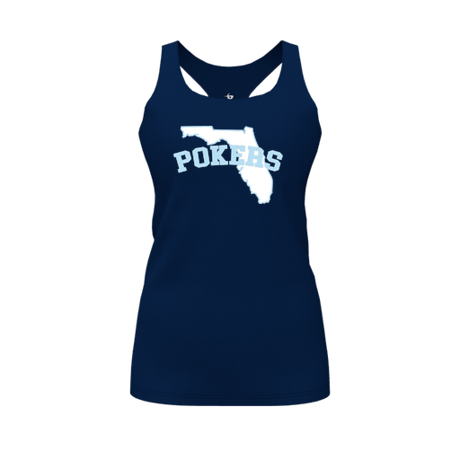 [CUS-DFW-RCBK-PER-NVY-FYS-LOGO1] Racerback Tank Top (Female Youth S, Navy, Logo 1)