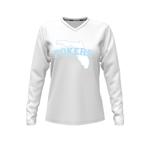 [FTLVCFWH-FYXS-LOGO1] Comfort T-Shirt (Female Youth XS, White, V Neck, Logo 1, Long Sleeve)