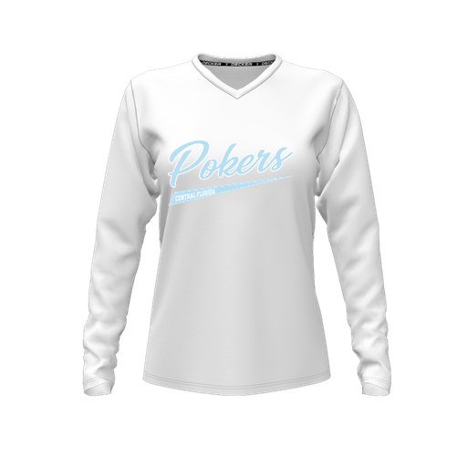 [FTLVCFWH-FYXS-LOGO2] Comfort T-Shirt (Female Youth XS, White, V Neck, Logo 2, Long Sleeve)