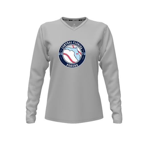 [FTLVCFGY-FYXS-LOGO3] Comfort T-Shirt (Female Youth XS, Gray, V Neck, Logo 3, Long Sleeve)