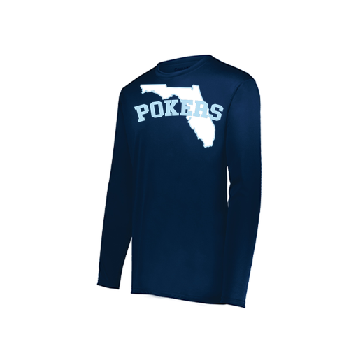 [222823.065.S-LOGO1] Youth LS Smooth Sport Shirt (Youth S, Navy, Logo 1)