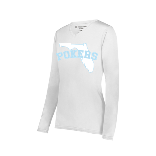 [222824.005.S-LOGO1] Ladies LS Smooth Sport Shirt (Female Adult S, White, Logo 1)