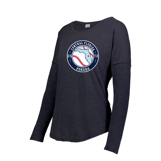[FTLCUBNV-FAXS-LOGO3] Decker Women's Tri-Blend T-Shirt - Long Sleeve (Female Adult XS, Navy, Logo 3)